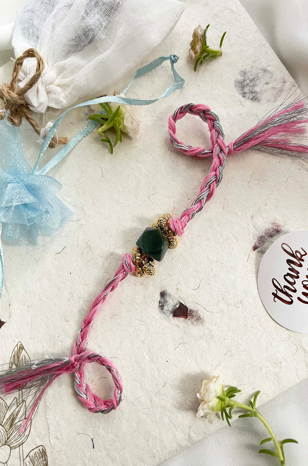 Vinay Pink Beaded Rakhi