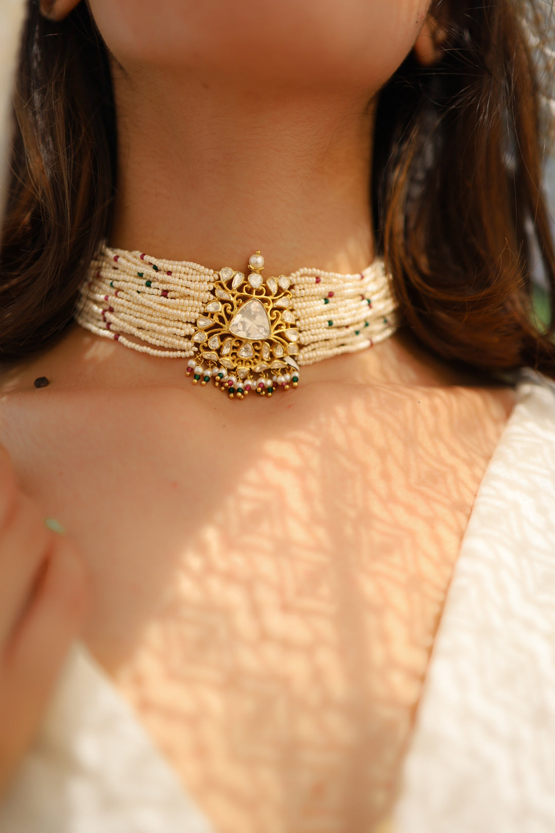 Marissa Polki Silver Choker Necklace