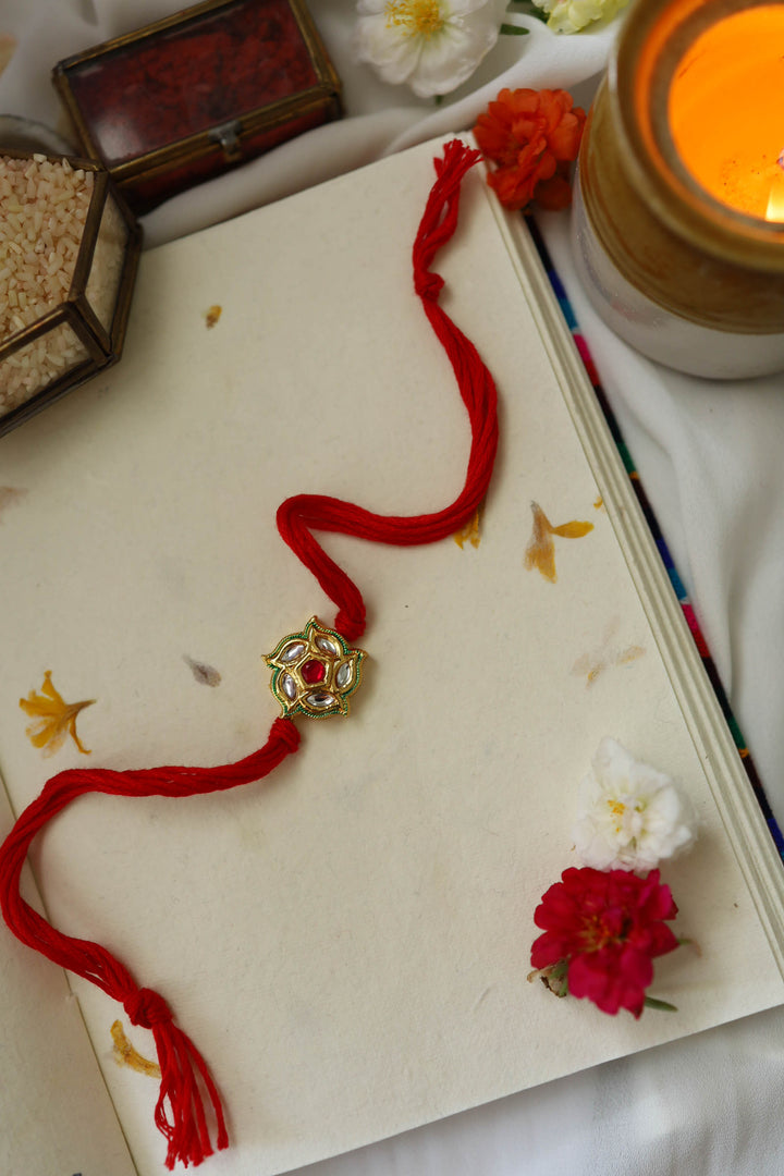 Sanam Gold Plated Kundan Rakhi