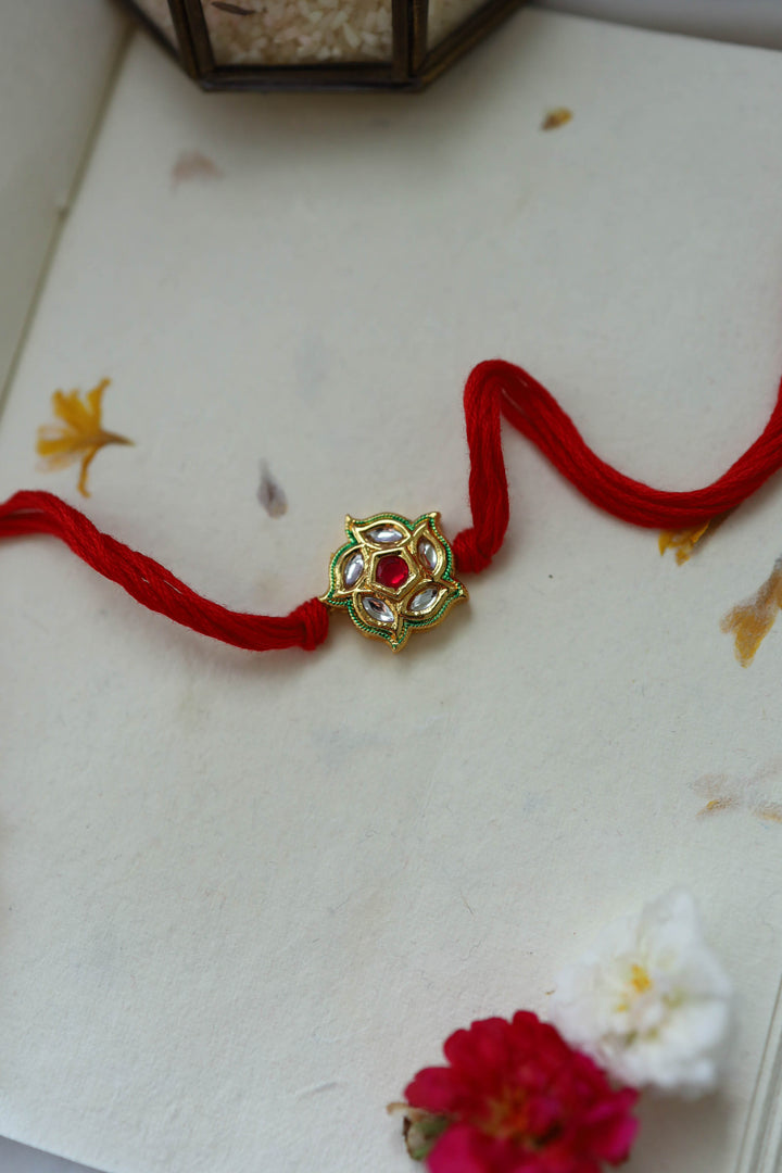 Sanam Gold Plated Kundan Rakhi