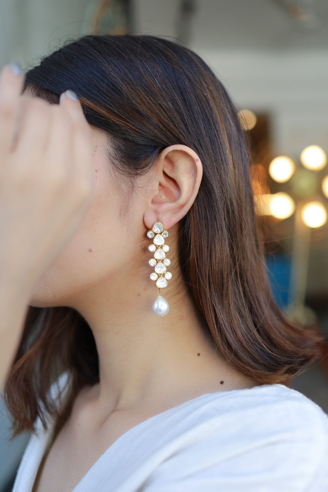 Vasilisa Polki Silver Earrings