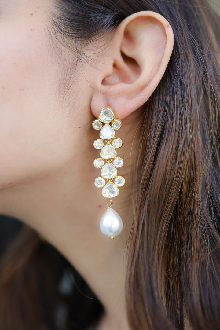 Vasilisa Polki Silver Earrings