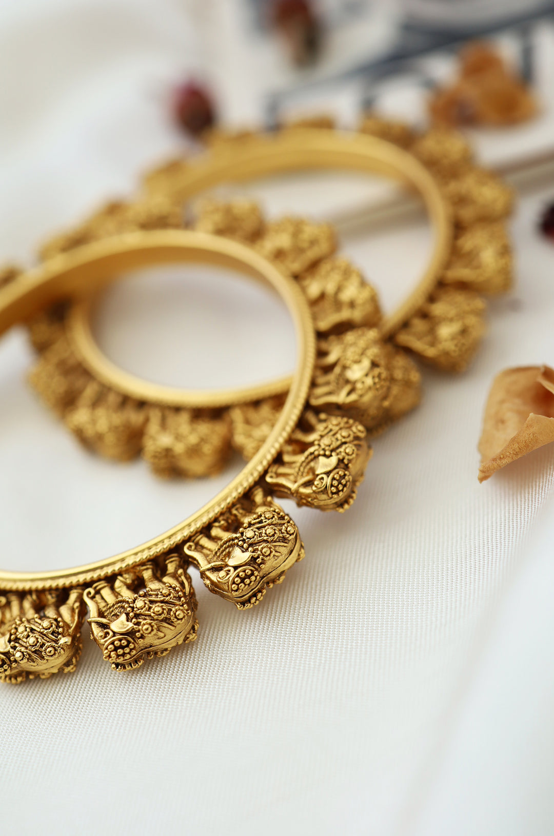Tavisha Temple Work Embossed Bangles - Set of 2