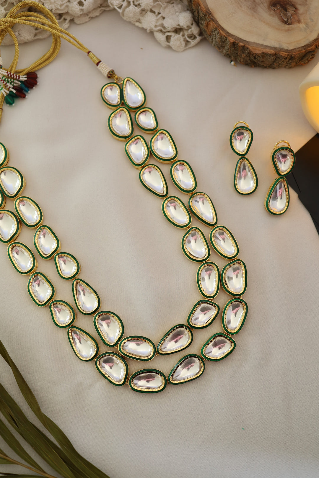 Divyara Green Polki Necklace Set