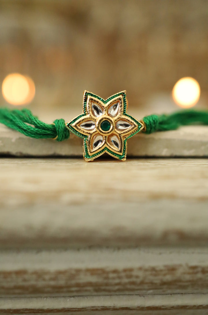 Saransh Gold Plated Kundan Rakhi