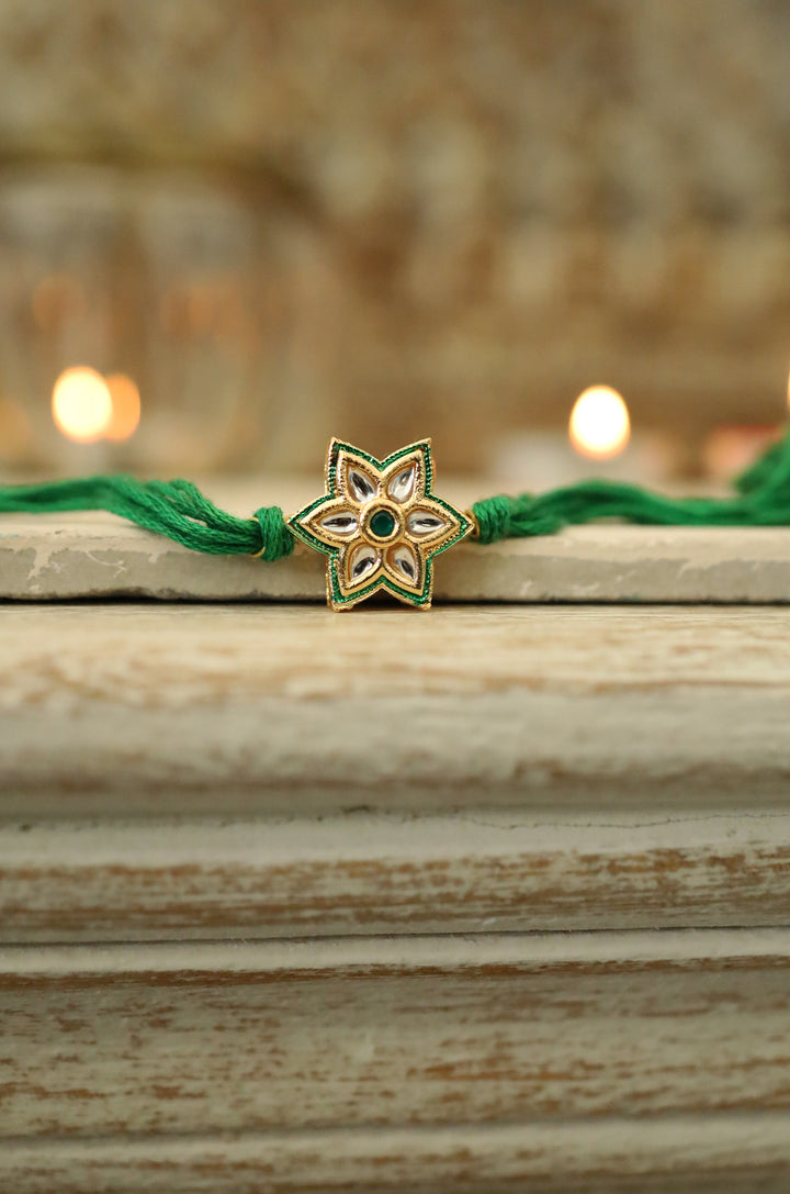 Saransh Gold Plated Kundan Rakhi
