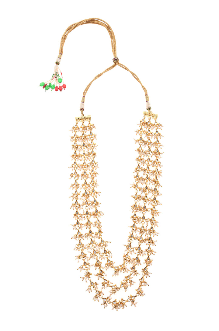 Gargi White Gold Plated Kundan Necklace with Pearls