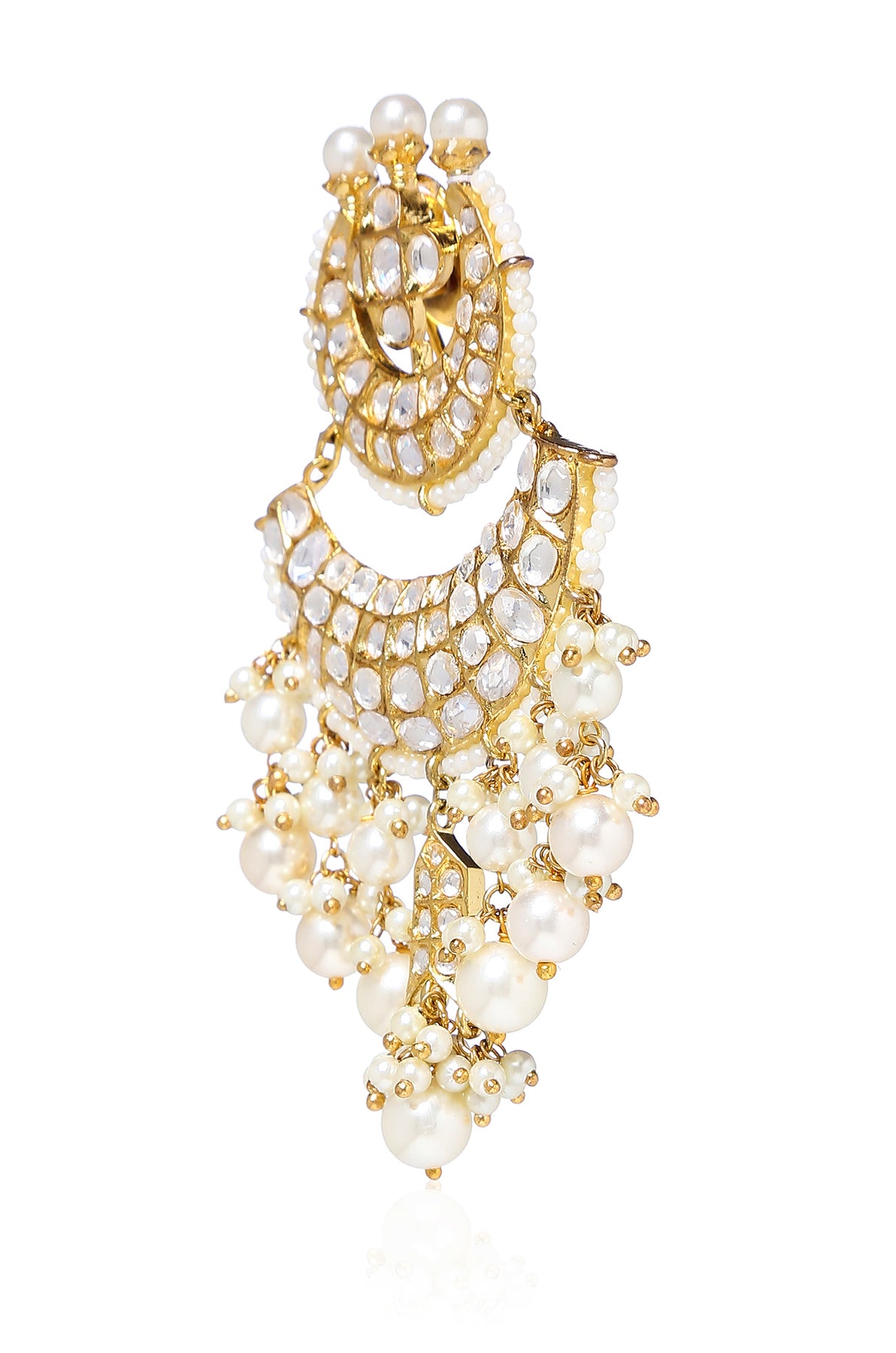 Ramya Gold Plated Pearl and Polki Chandbali Earrings – Paisley Pop Shop