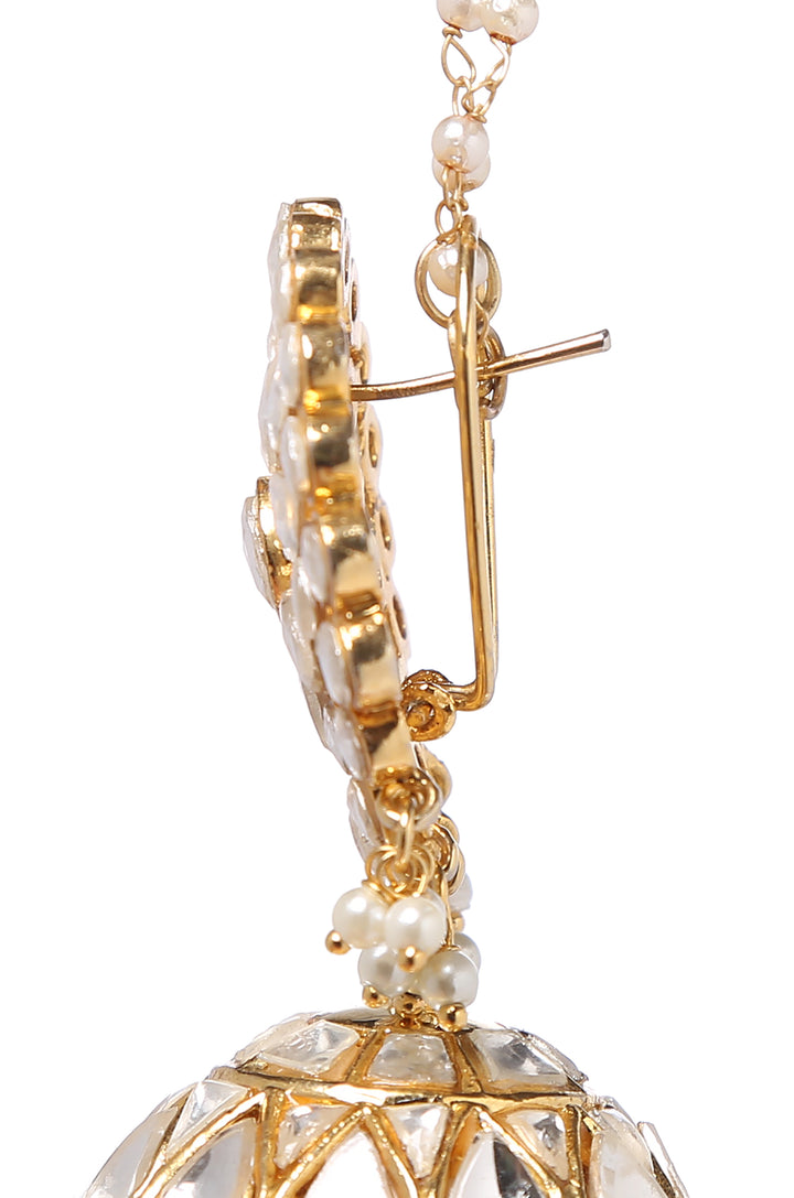 Shravya Gold Plated Polki & Pearl Jhumkas