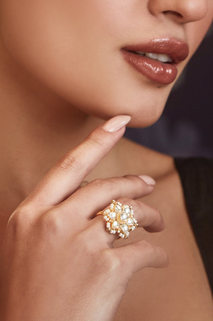 Pahi Floral Kundan Ring – Paisley Pop Shop