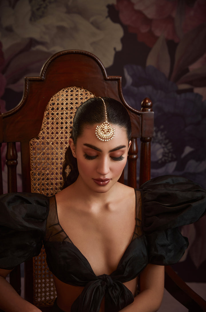 Jarul Polki Silver Maang Tikka