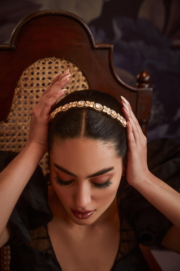 Sehree Polki Silver Head Band