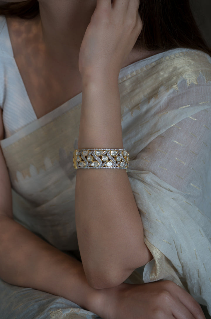 Bina Polki Silver Bangle