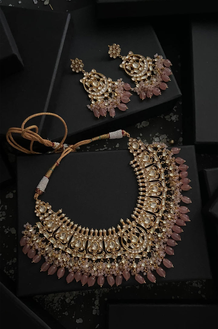 Jivaya Pink Kundan Necklace Set