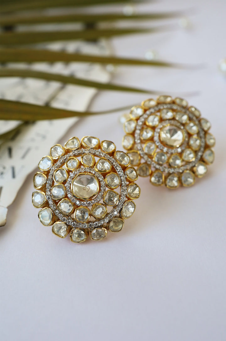 Keisha Polki Silver Studs