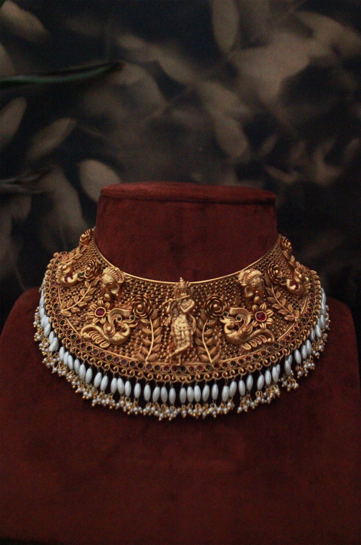 Gold Plated Temple Work Choker Necklace Set