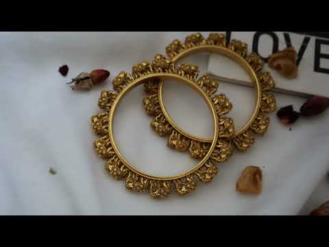 Tavisha Temple Work Embossed Bangles - Set of 2