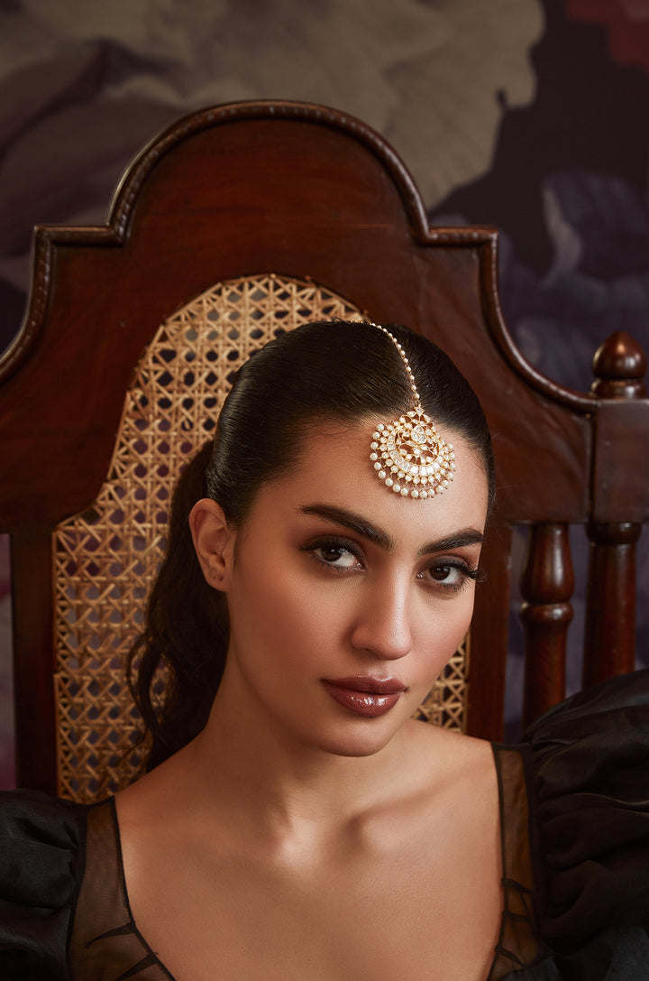 Jarul Polki Silver Maang Tikka