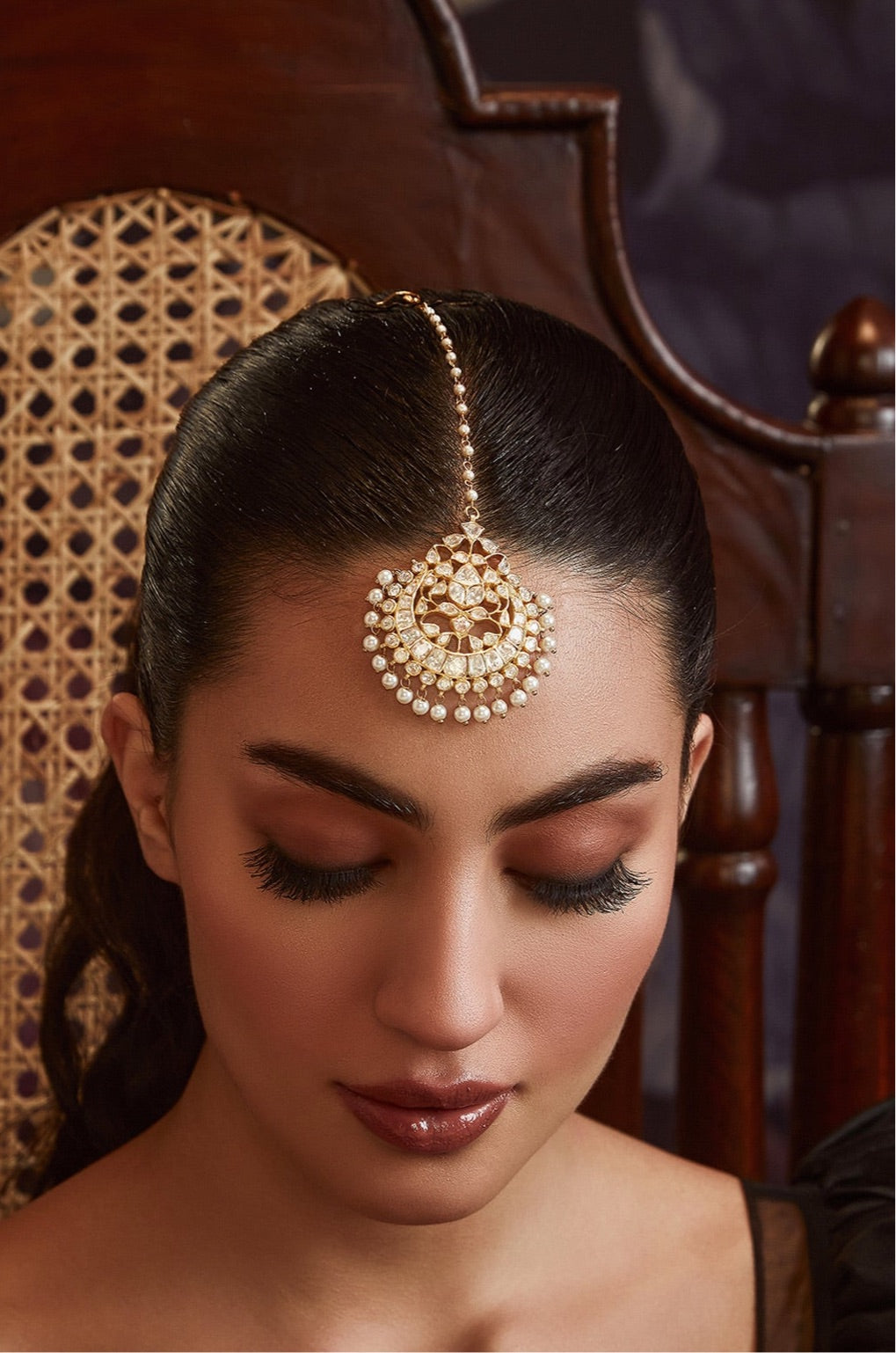 Jarul Polki Silver Maang Tikka