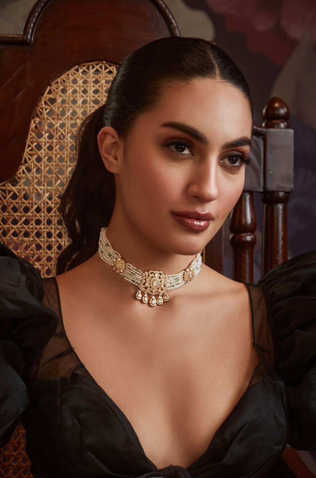 Jheer Polki Silver Necklace