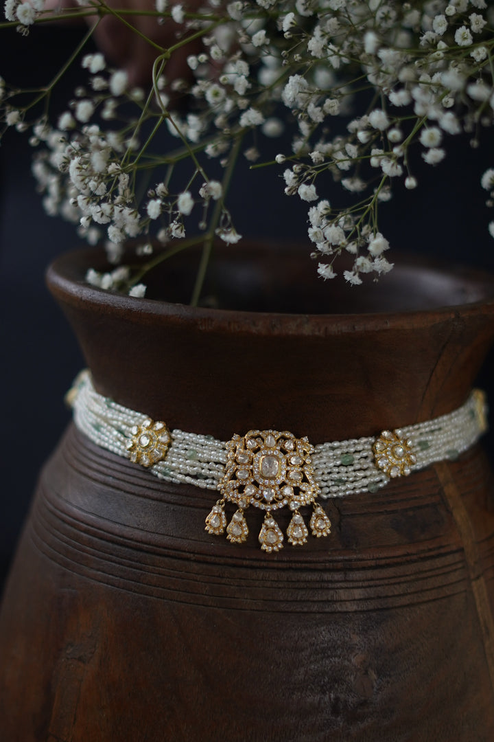 Jheer Polki Silver Necklace