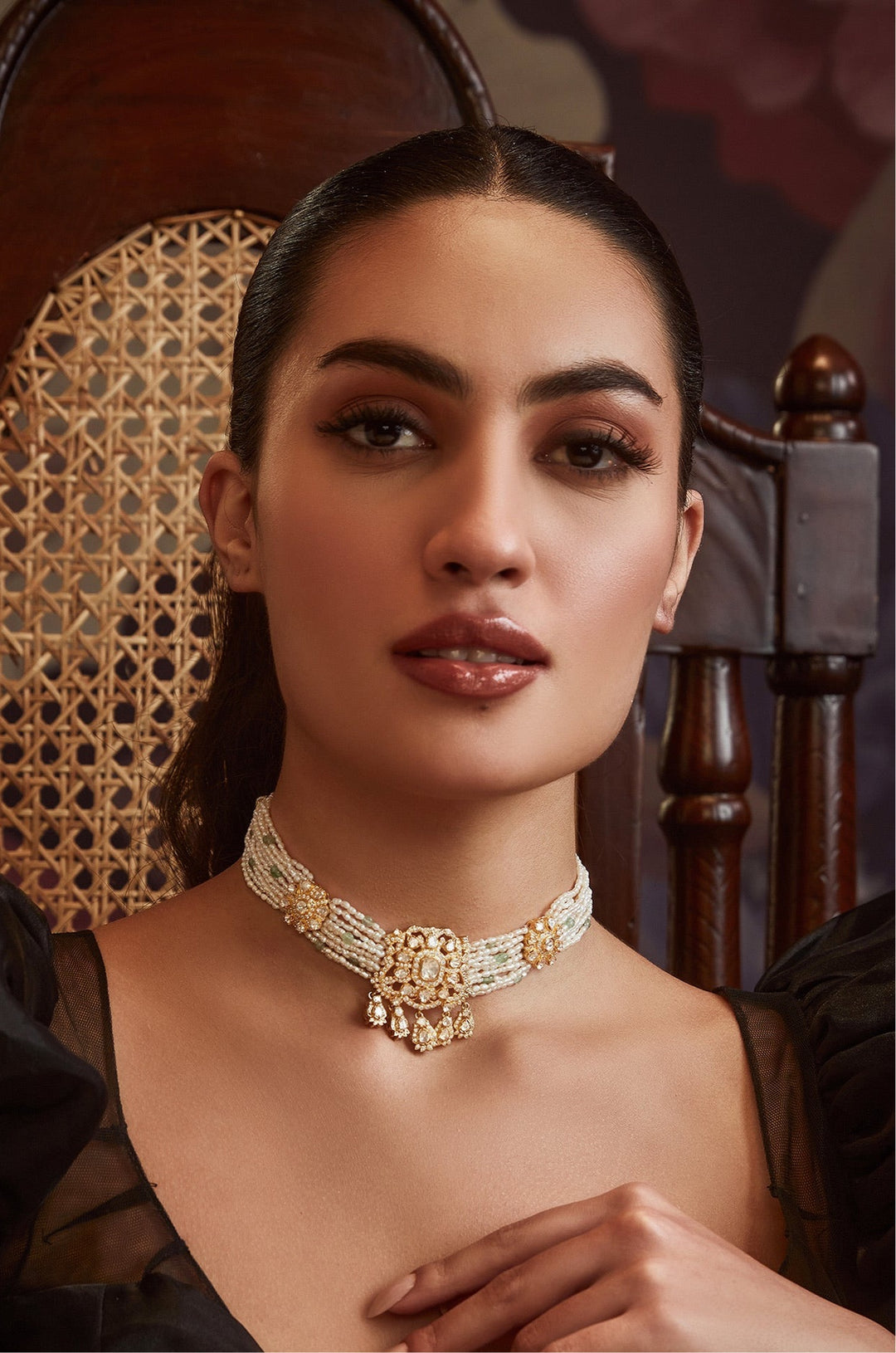 Jheer Polki Silver Necklace